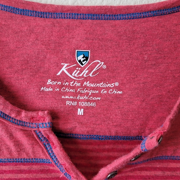 Kuhl Striped Short Sleeve Shirt Striped V Neck Buttons - Picture 3 of 7